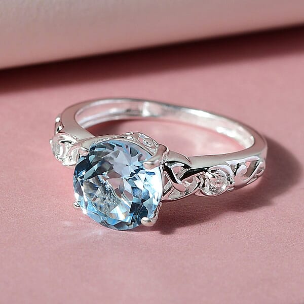 Shop Lc Sky Blue Topaz And White Topaz 2.35 Ctw Ring In Sterling Silver