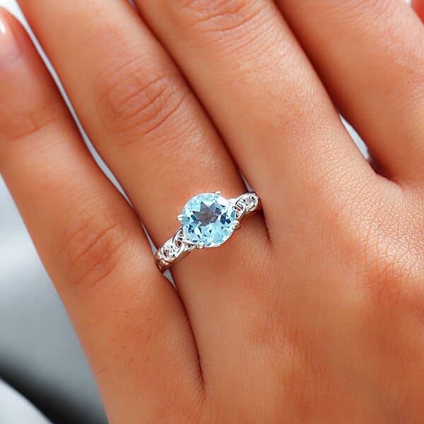 Shop Lc Sky Blue Topaz And White Topaz 2.35 Ctw Ring In Sterling Silver