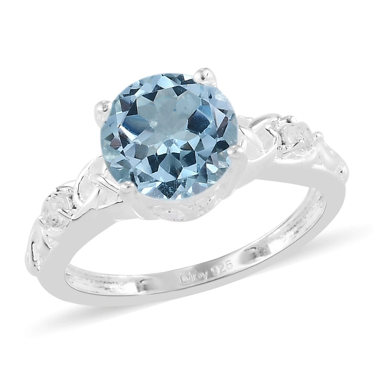 shop lc Sky Blue Topaz and White Topaz 2.35 ctw Ring in Sterling Silver