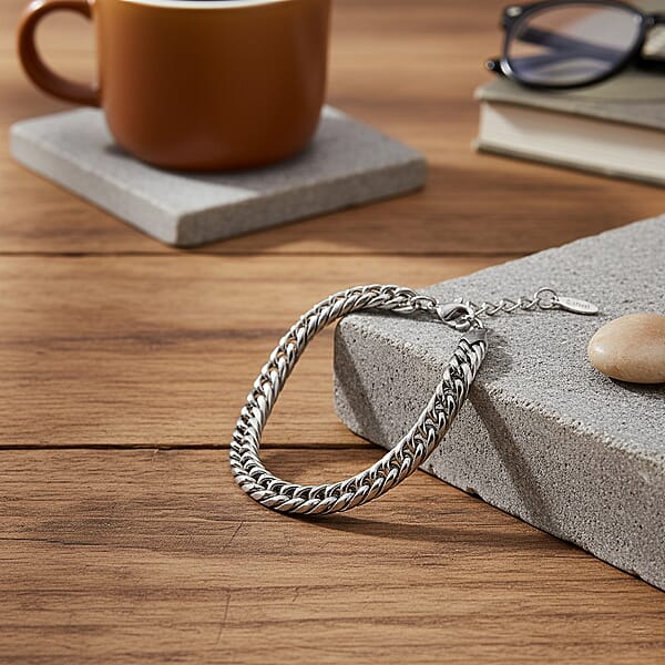 Shop Lc Sleek Cuban Link Bracelet In Stainless Steel (7.5-9.5In)