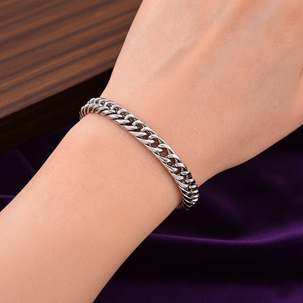 Shop Lc Sleek Cuban Link Bracelet In Stainless Steel (7.5-9.5In)