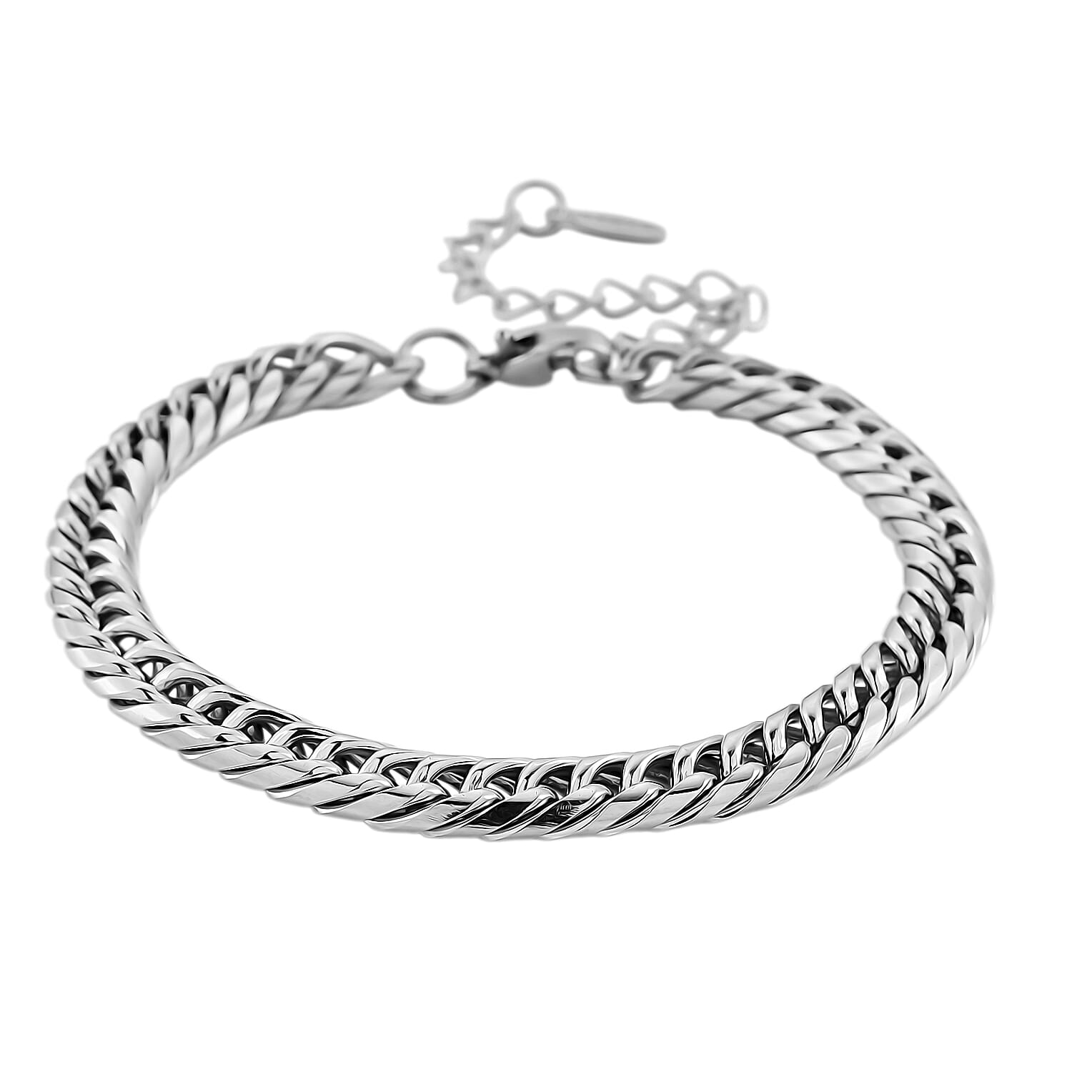 shop lc Sleek Cuban Link Bracelet in Stainless Steel (7.5-9.5In)