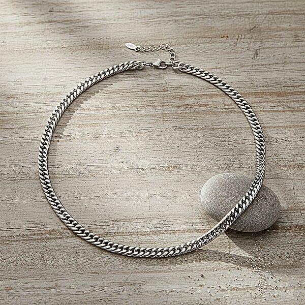 Shop Lc Sleek Cuban Link Chain Necklace In Stainless Steel 20-22 Inches