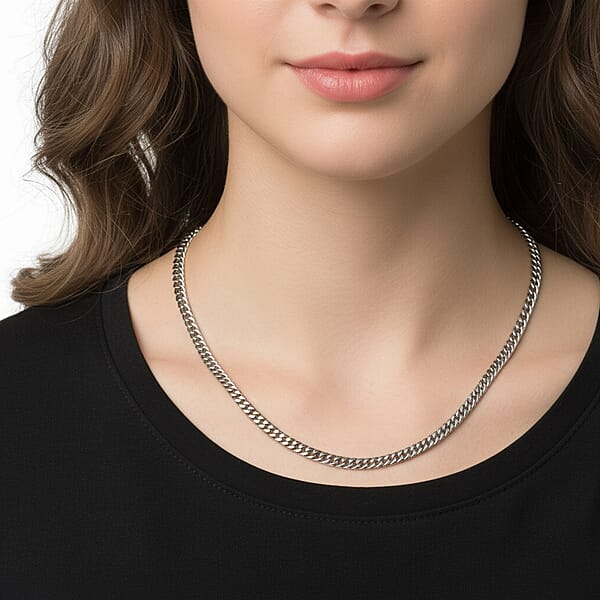 Shop Lc Sleek Cuban Link Chain Necklace In Stainless Steel 20-22 Inches