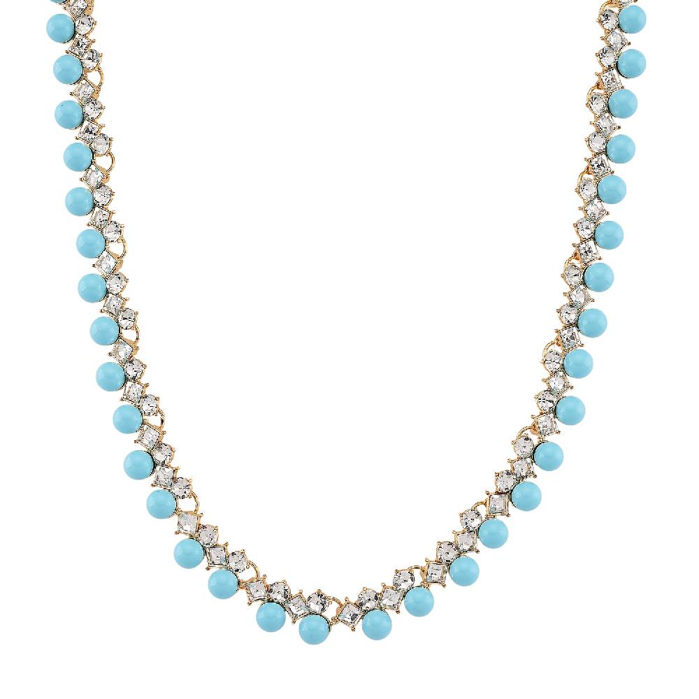 shop lc Sleeping Beauty Color Shell Pearl and Austrian Crystal Necklace in Goldtone 18-20 Inches