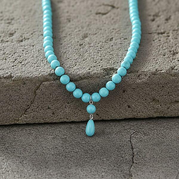 Shop Lc Sleeping Beauty Color Shell Pearl Drop Necklace In Stainless Steel 20 Inches