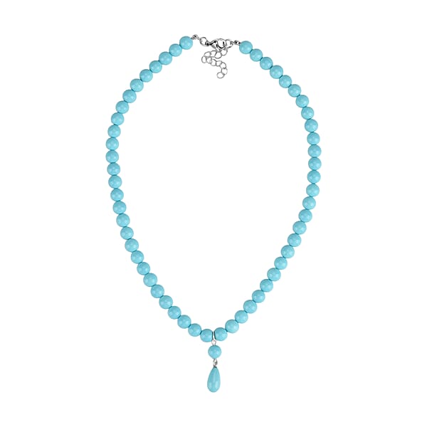 Shop Lc Sleeping Beauty Color Shell Pearl Drop Necklace In Stainless Steel 20 Inches