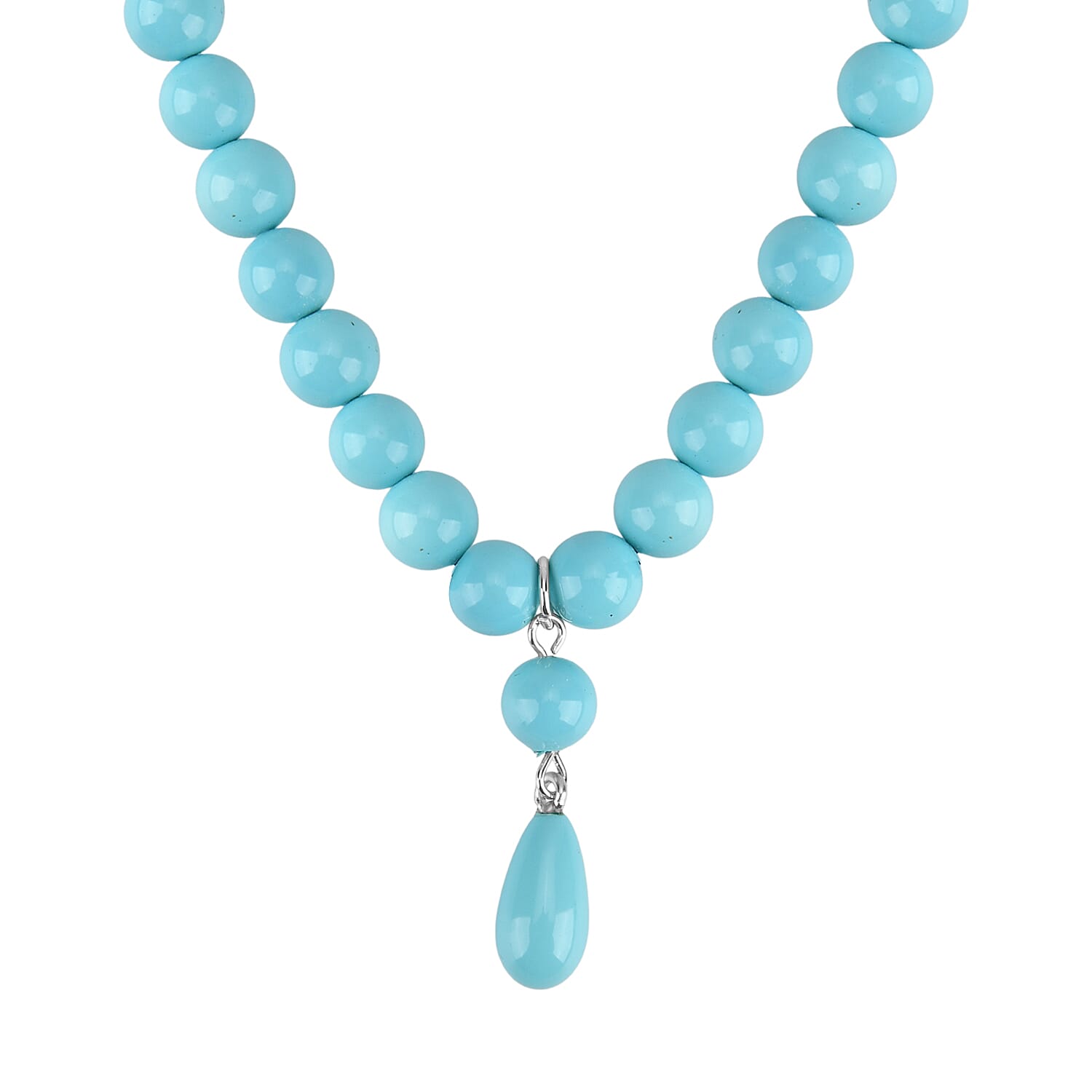 shop lc Sleeping Beauty Color Shell Pearl Drop Necklace in Stainless Steel 20 Inches
