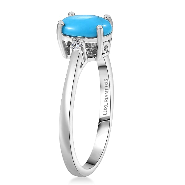 Shop Lc Sleeping Beauty Turquoise Lab Grown Diamond Blue Empress Ring In Rhodium Over Sterling Silver 1.10 Ctw