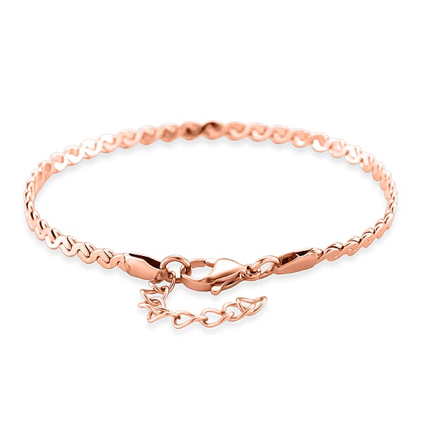 Shop Lc Smooth Curved Twist Chain Bracelet In ION Plated RG Stainless Steel (7.0-8.0In)