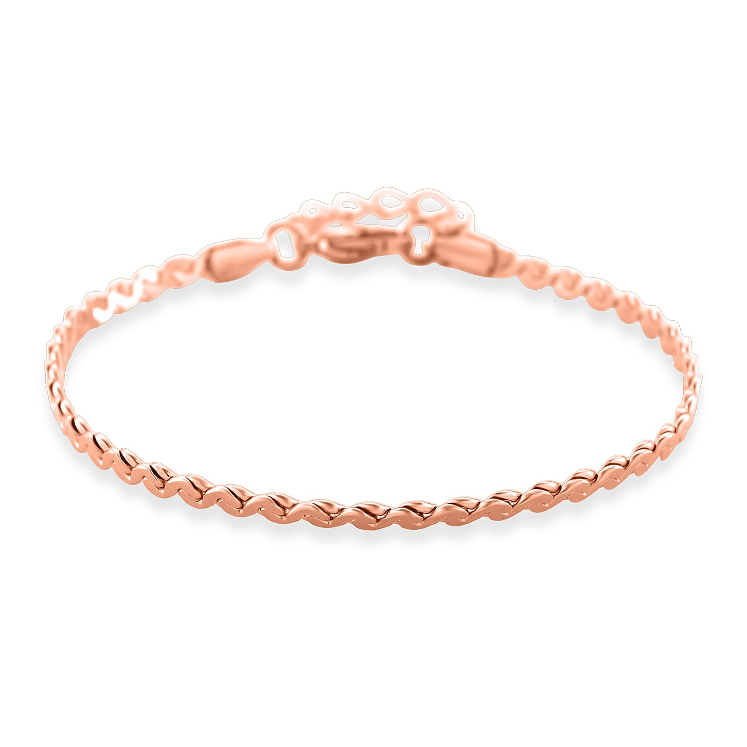 shop lc Smooth Curved Twist Chain Bracelet in ION Plated RG Stainless Steel (7.0-8.0In)