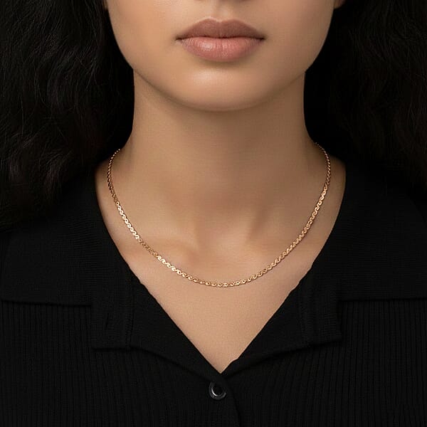 Shop Lc Smooth Curved Twist Chain Necklace In ION Plated RG Stainless Steel (24-26 Inches)
