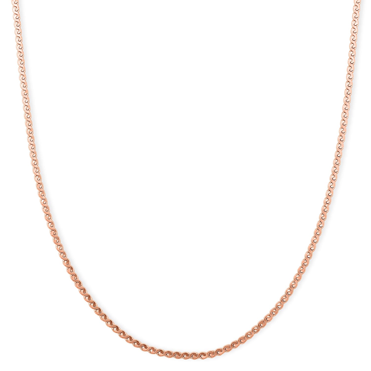 shop lc Smooth Curved Twist Chain Necklace in ION Plated RG Stainless Steel (24-26 Inches)