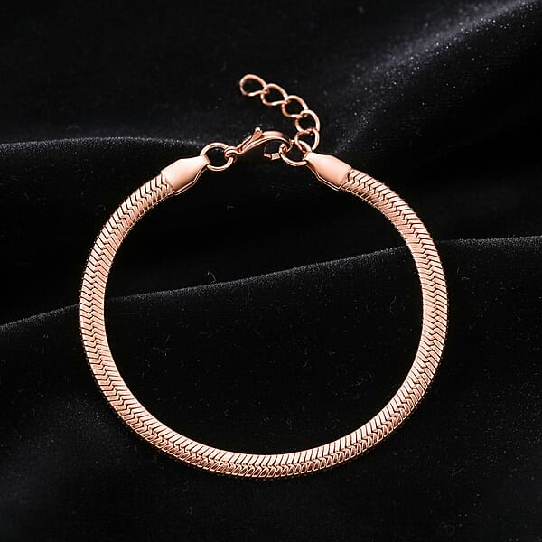 Shop Lc Snake Chain Bracelet In ION Plated RG Stainless Steel (7.0-8.0In)