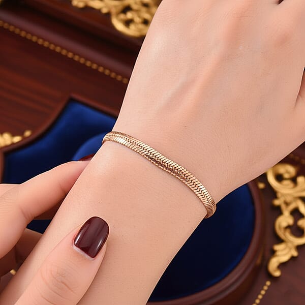 Shop Lc Snake Chain Bracelet In ION Plated RG Stainless Steel (7.0-8.0In)