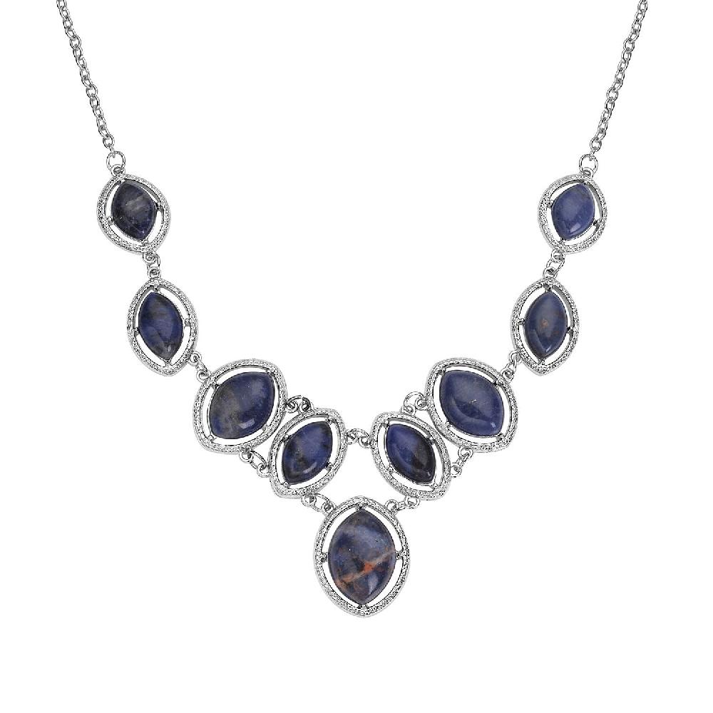 shop lc Sodalite 125.00 ctw Necklace in Silvertone 18-20 Inches