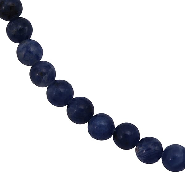 Shop Lc Sodalite Beaded Necklace With Magnetic Lock In Sterling Silver 140.00 Ctw (18 Inches)