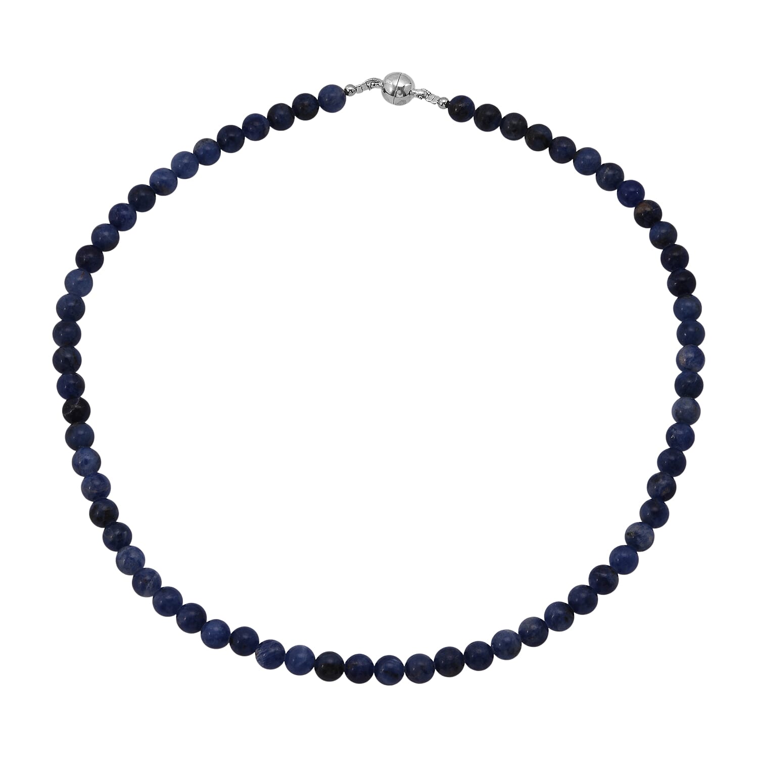 shop lc Sodalite Beaded Necklace with Magnetic Lock in Sterling Silver 140.00 ctw (18 Inches)