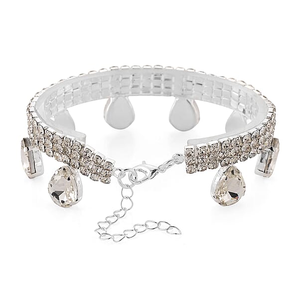 Shop Lc Sparkling Austrian Crystal Dripping Bracelet In Silvertone (7.50-9.50In)