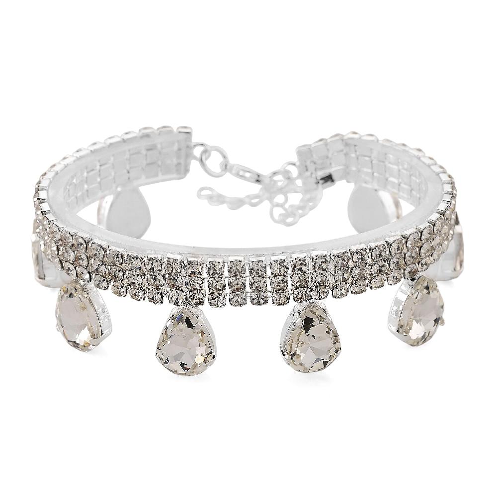 shop lc Sparkling Austrian Crystal Dripping Bracelet in Silvertone (7.50-9.50In)