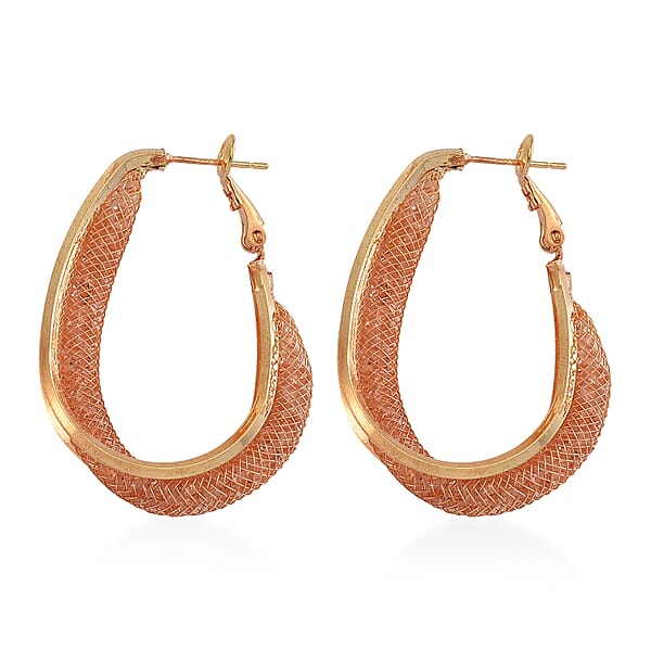 Shop Lc Sparkly Champagne Austrian Crystal Infinity Inside Out Hoop Earrings In Rosetone