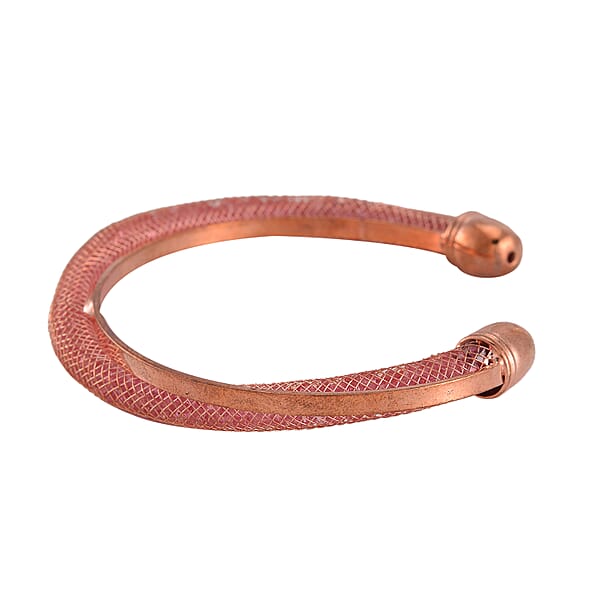 Shop Lc Sparkly Pink Austrian Crystal Infinity Cuff Bracelet In Rosetone (Size 7.00 In)
