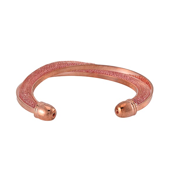 Shop Lc Sparkly Pink Austrian Crystal Infinity Cuff Bracelet In Rosetone (Size 7.00 In)