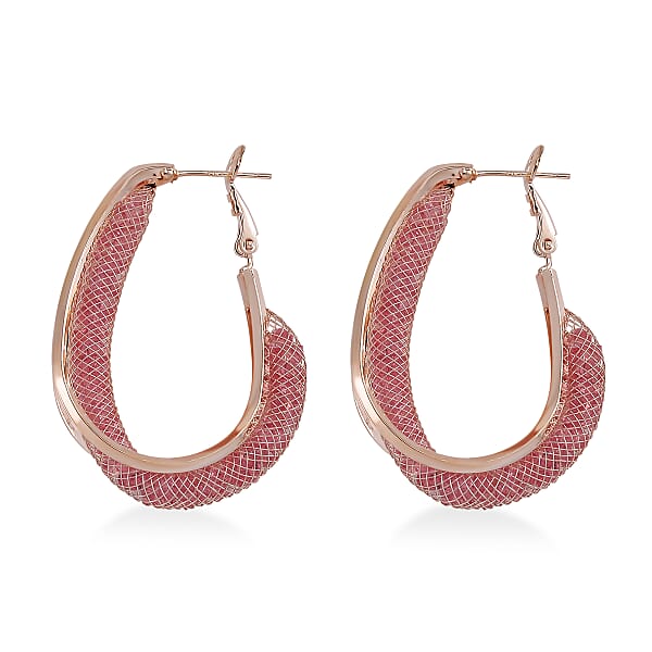 Shop Lc Sparkly Pink Austrian Crystal Infinity Inside Out Hoop Earrings In Rosetone