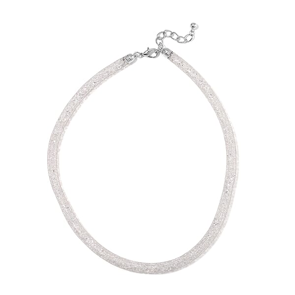 Shop Lc Sparkly White Austrian Crystal Infinity Necklace In Silvertone (20-22 Inches)