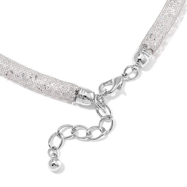 Shop Lc Sparkly White Austrian Crystal Infinity Necklace In Silvertone (20-22 Inches)