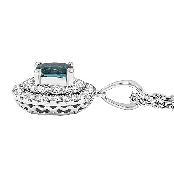 Shop Lc SPECIAL EDITION Certified & Appraised Luxoro 10K White Gold AAA Pirineu Lagoon Tourmaline Diamond (I2) (0.37 Cts) Pendant Necklace (18 Inches) 1.14 Ctw