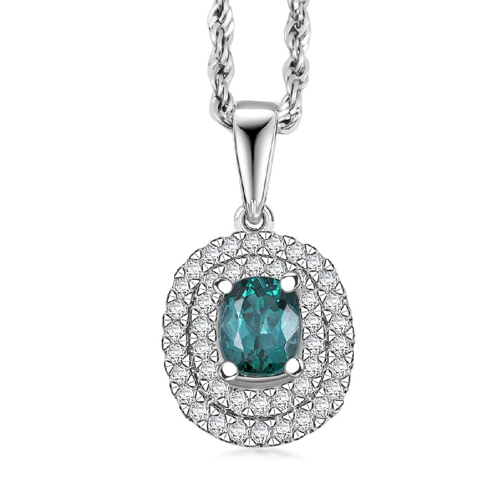shop lc SPECIAL EDITION Certified & Appraised Luxoro 10K White Gold AAA Pirineu Lagoon Tourmaline Diamond (I2) (0.37 cts) Pendant Necklace (18 Inches) 1.14 ctw