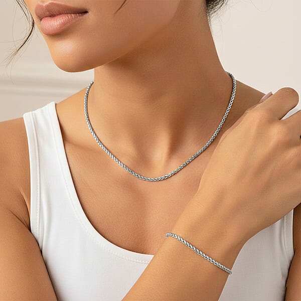 Shop Lc Spiga Chain Bracelet (8.50In) And Necklace 24 Inches In Stainless Steel
