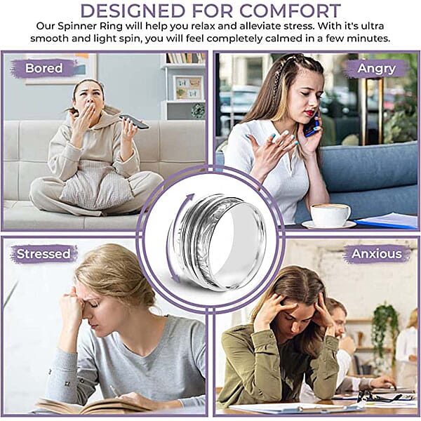 Shop Lc Spinner Ring In Sterling Silver Anxiety Ring For Women Fidget Rings For Anxiety For Women Stress Relieving Anxiety Ring (5.85 G)