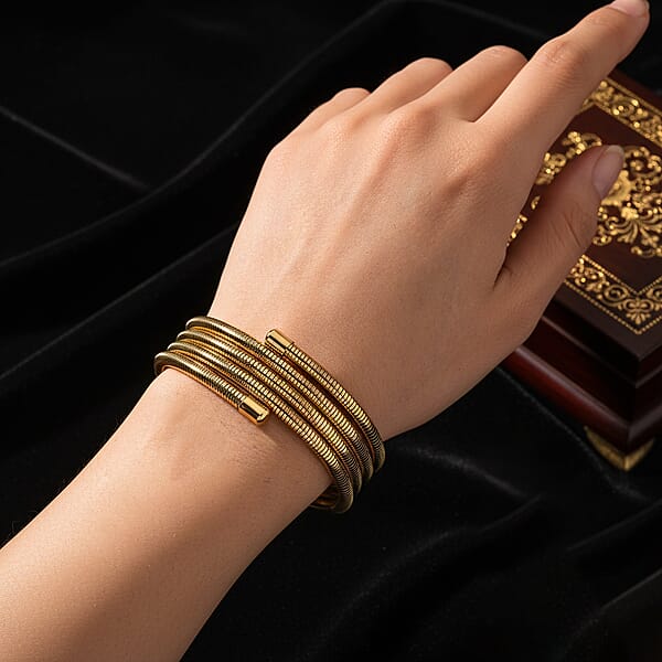 Shop Lc Spiral Coil Bangle Bracelet In ION Plated YG Stainless Steel (7.50 Inches)