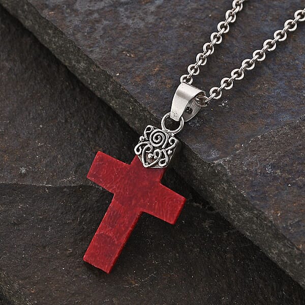 Shop Lc Sponge Coral Cross Pendant Without Chain In Sterling Silver