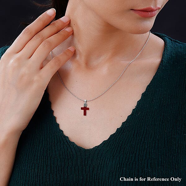 Shop Lc Sponge Coral Cross Pendant Without Chain In Sterling Silver