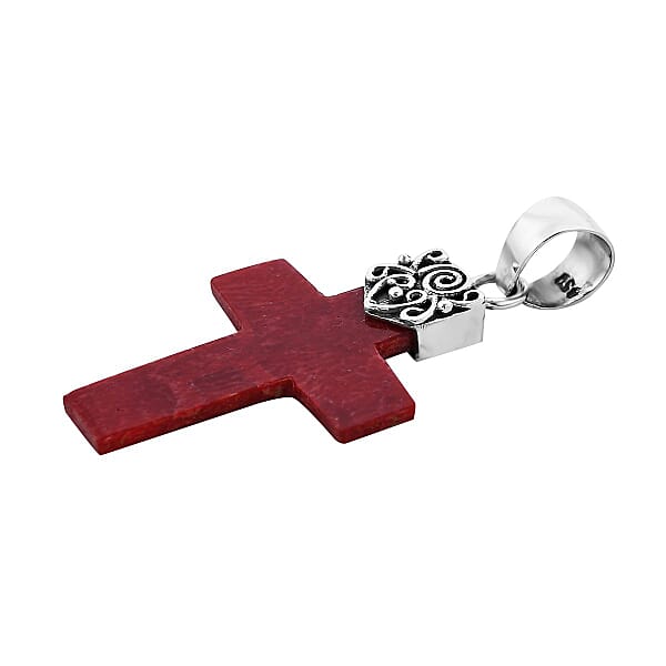 Shop Lc Sponge Coral Cross Pendant Without Chain In Sterling Silver