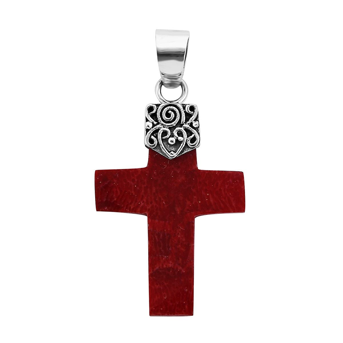 shop lc Sponge Coral Cross Pendant without Chain in Sterling Silver
