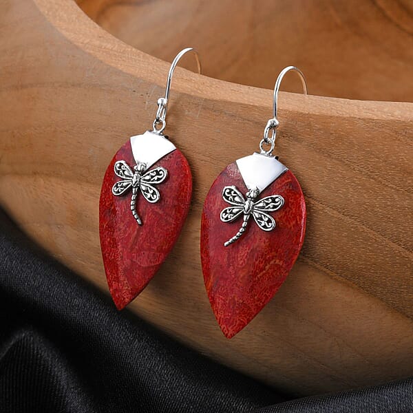 Shop Lc Sponge Coral Dangle Earrings In Sterling Silver Drop Silver Earrings Beach Fashion Jewelry