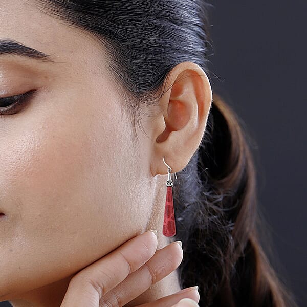 Shop Lc Sponge Coral Drop Earrings In Sterling Silver