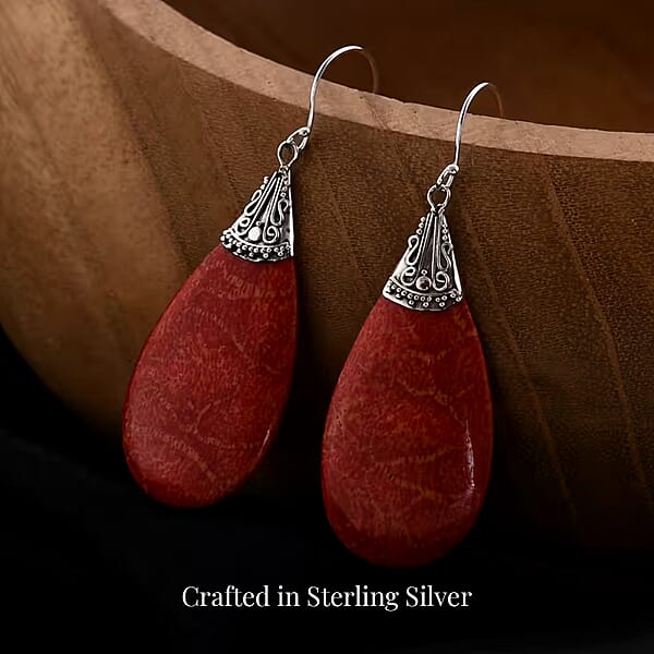 Shop Lc Sponge Coral Drop Earrings In Sterling Silver Dangle Earrings In 925 Sterling Silver Boho Earrings For Women