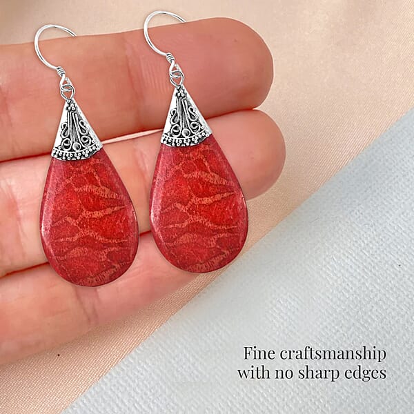 Shop Lc Sponge Coral Drop Earrings In Sterling Silver Dangle Earrings In 925 Sterling Silver Boho Earrings For Women
