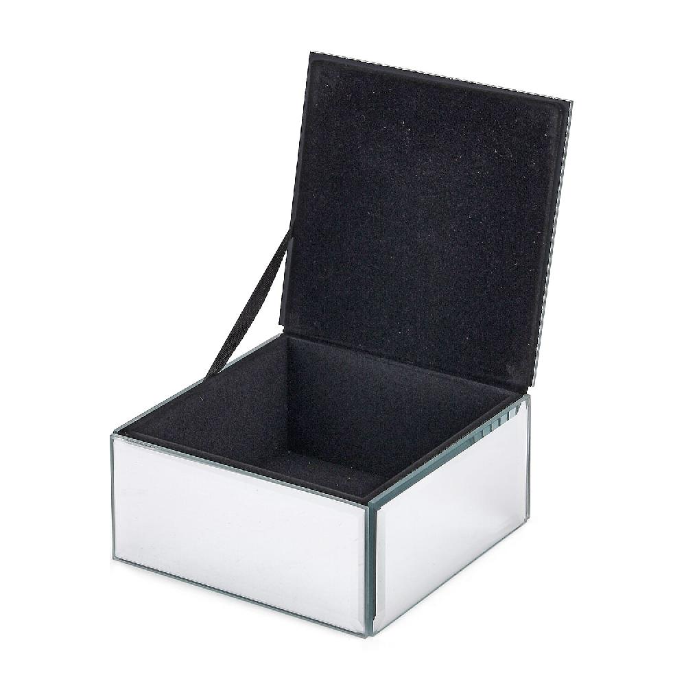 shop lc Square Glass Jewelry Box with Blue and Purple Crystal Floral on Top