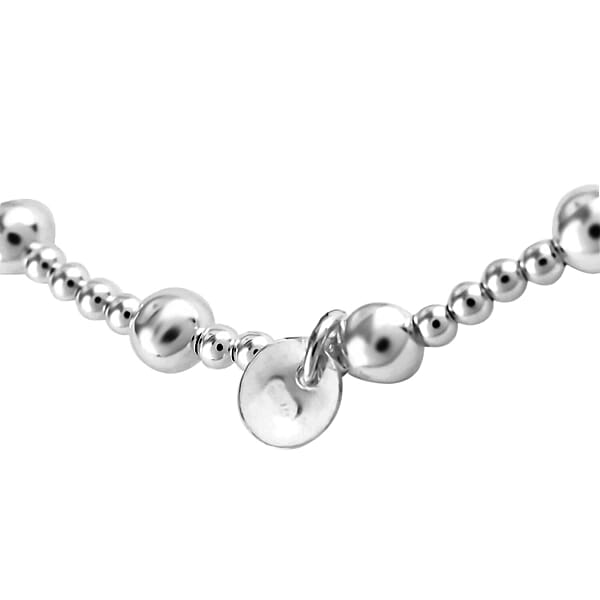 Shop Lc Station Beaded Stretch Bracelet In Sterling Silver 3.50 Grams