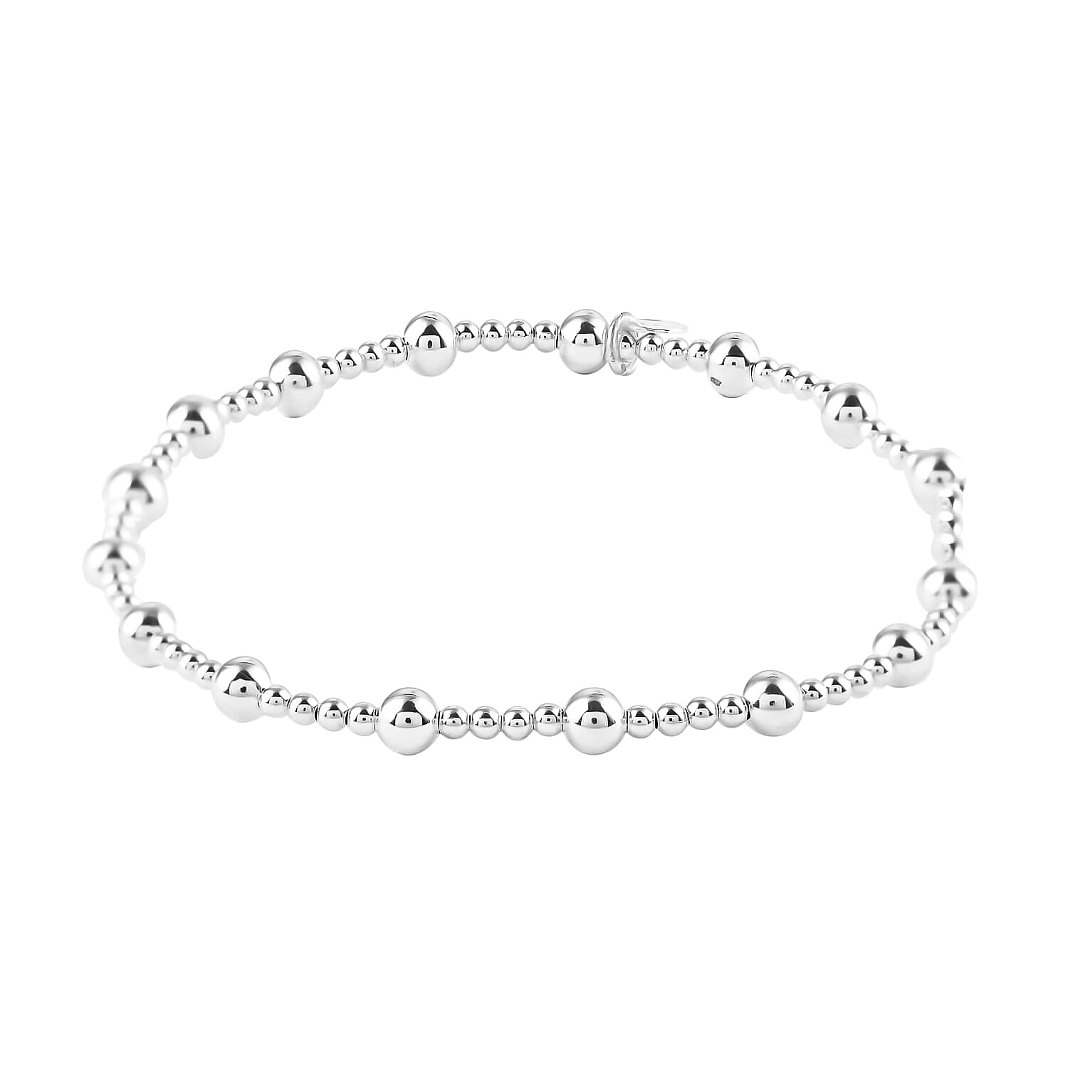 shop lc Station Beaded Stretch Bracelet in Sterling Silver 3.50 Grams