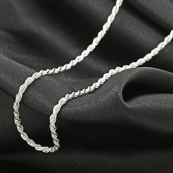 Shop Lc Sterling Silver 2mm Rope Chain Necklace 16 Inches 5.4 Grams