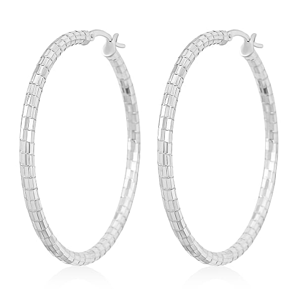 Shop Lc Sterling Silver 50mmx2.95mm Spiral Groove Hoop Earrings 7.6 Grams