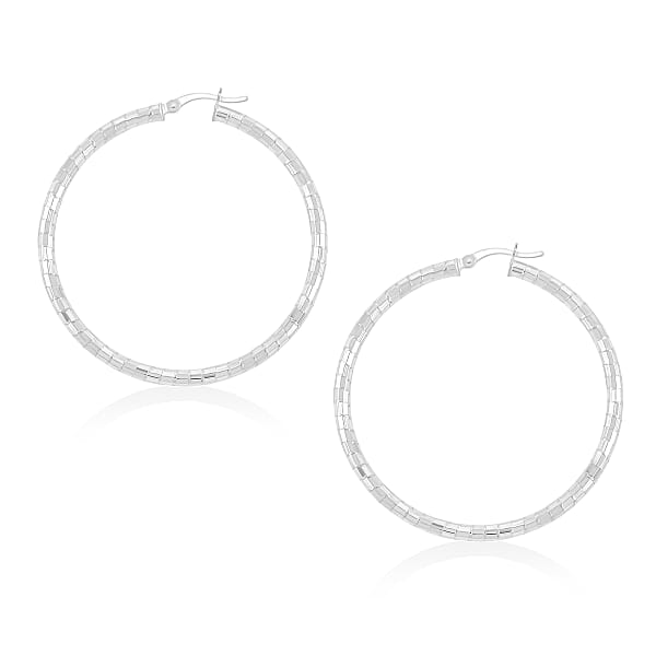 Shop Lc Sterling Silver 50mmx2.95mm Spiral Groove Hoop Earrings 7.6 Grams