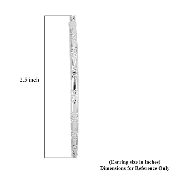Shop Lc Sterling Silver 60mm X 3mm Station Groove Hoop Earrings 9.60 Grams